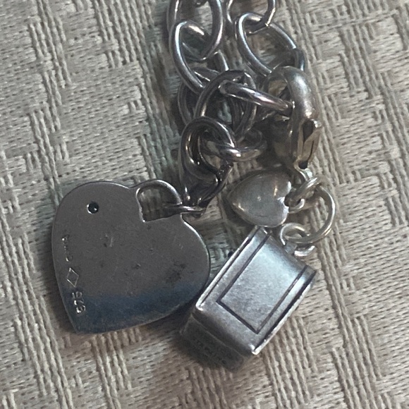 Tim’s Block heel👢8.5+Heavy link Sterling 925 Bracelet w 2 Stamped Charms 7.5” - Picture 6 of 17